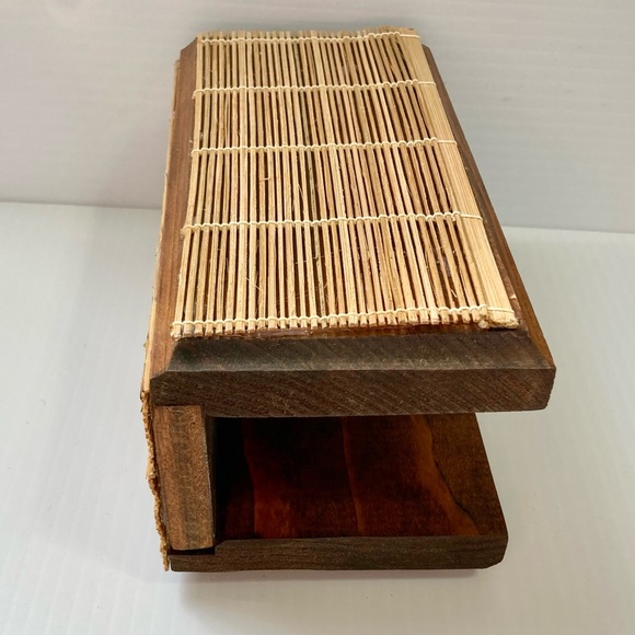 Napkin Letter Mail Holder Boho Beachy Wooden Storage 7.5" W x 3.75" T x 3.5" D - Picture 4 of 9